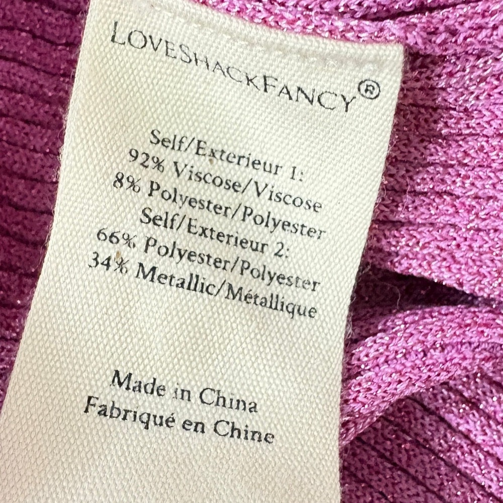LoveShackFancy Bernette Midi Dress Orchid Sparkle Pink Metallic Cut-Out M - Picture 11 of 12